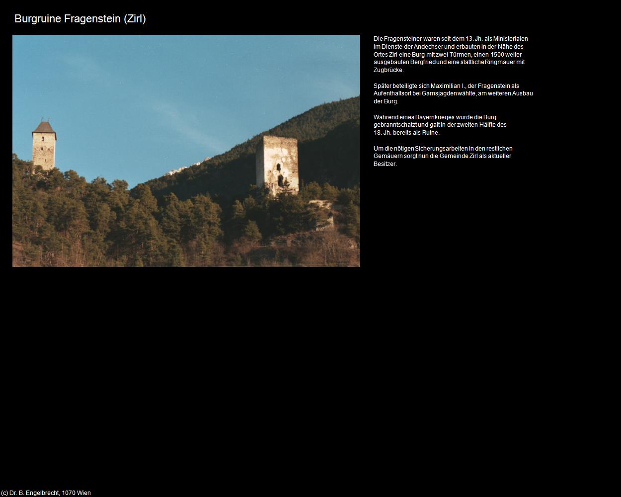 Burgruine Fragenstein (Zirl) in Kulturatlas-TIROL