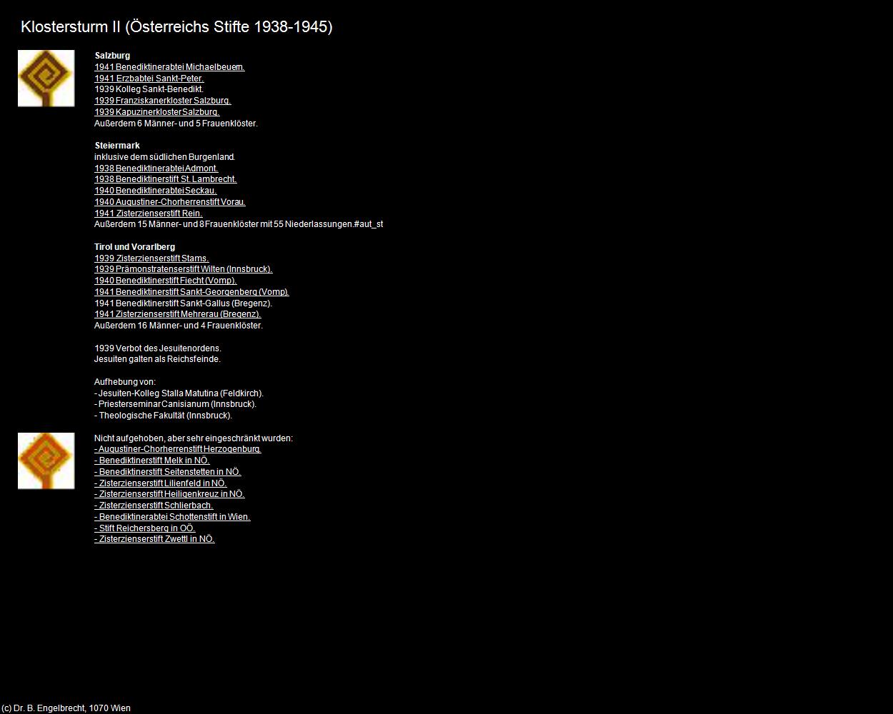 Klostersturm II (Österreichs Stifte 1938-1945) in Nationalsozialistische Zeit 1938-1945(c)B.Engelbrecht