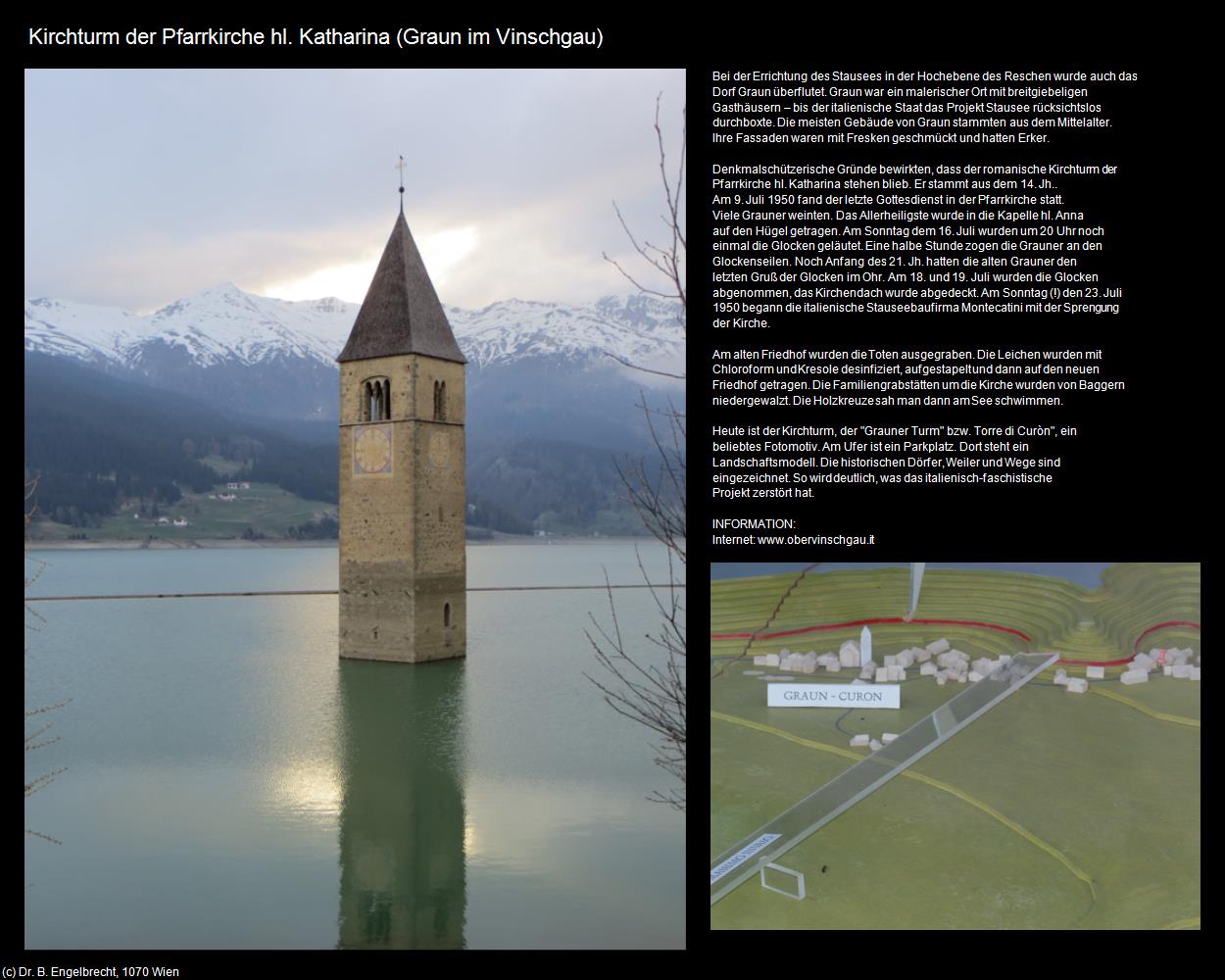 Kirchturm der Pfk. hl. Katharina    (Graun im Vinschgau/Curon Venosta) in Kulturatlas-SÜDTIROL