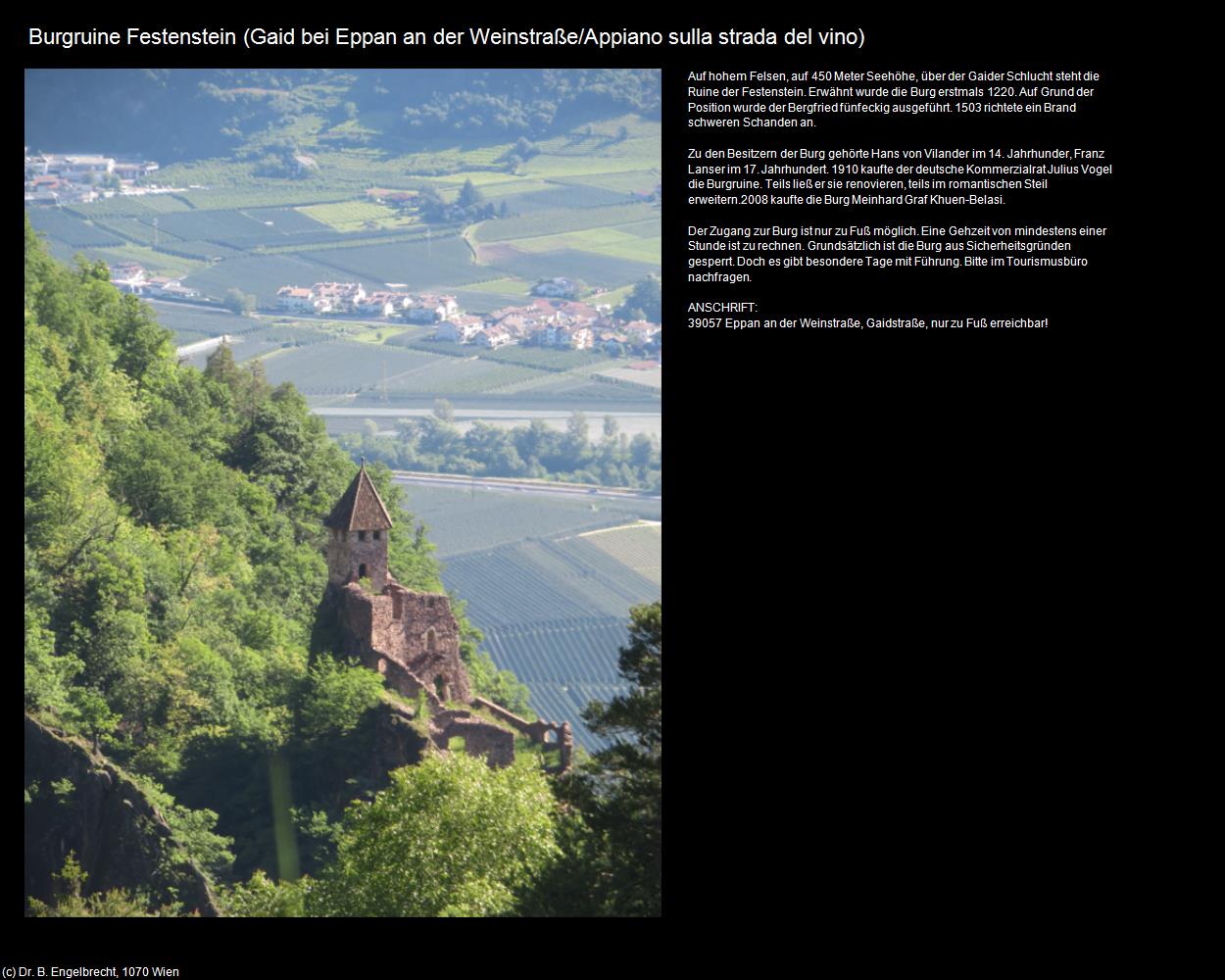 Burgruine Festenstein (Eppan an der Weinstraße/Appiano sulla strada del vino) in Kulturatlas-SÜDTIROL