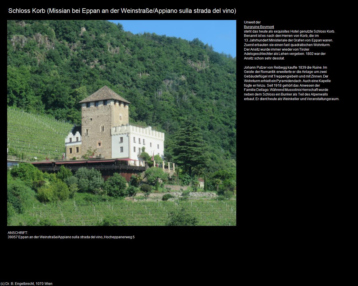 Schloss Korb (Missian) (Eppan an der Weinstraße/Appiano sulla strada del vino) in Kulturatlas-SÜDTIROL(c)B.Engelbrecht