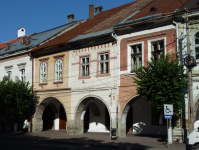 Mittelalt. Häuser und Evang. Kirche  (Bistrita/Bistritz)