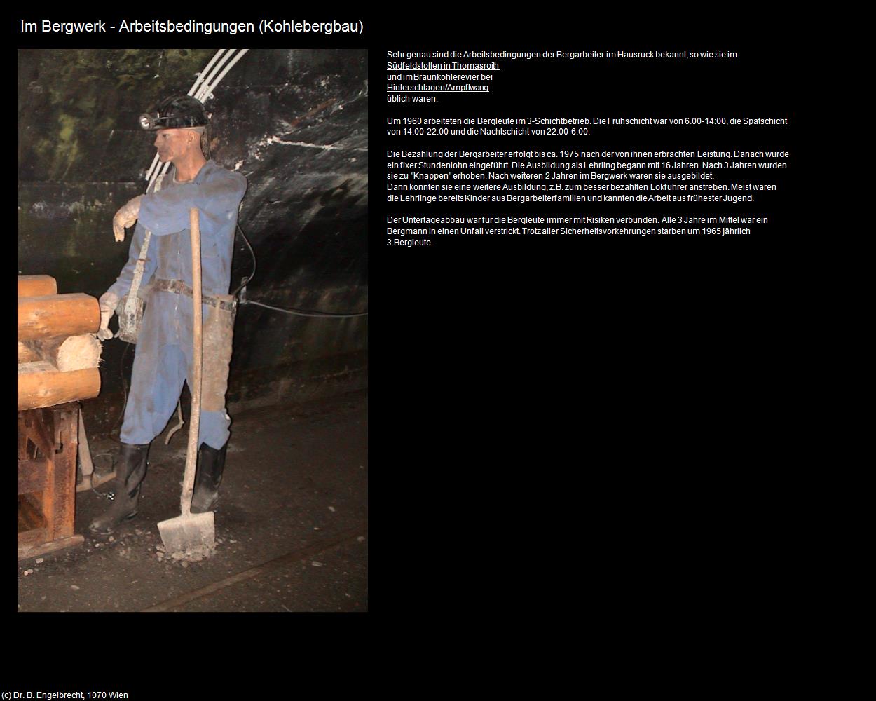 Im Bergwerk - Arbeitsbedingungen (Hinterschlagen/Ampflwang) in Kulturatlas-OBERÖSTERREICH(c)B.Engelbrecht