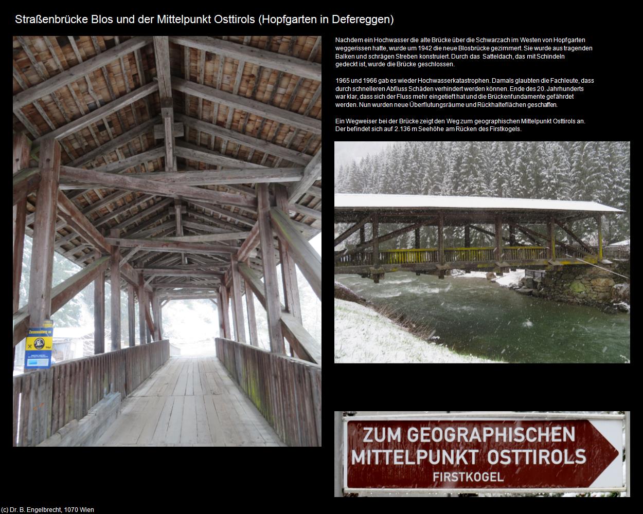 Straßenbrücke Blos und der Mittelpunkt Osttirols (Hopfgarten in  (Hopfgarten in Defereggen) in Kulturatlas-TIROL