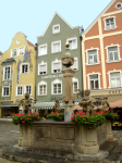 Marienplatz mit Stpfk. und Alten Rathaus  (Weilheim in Oberbayern)