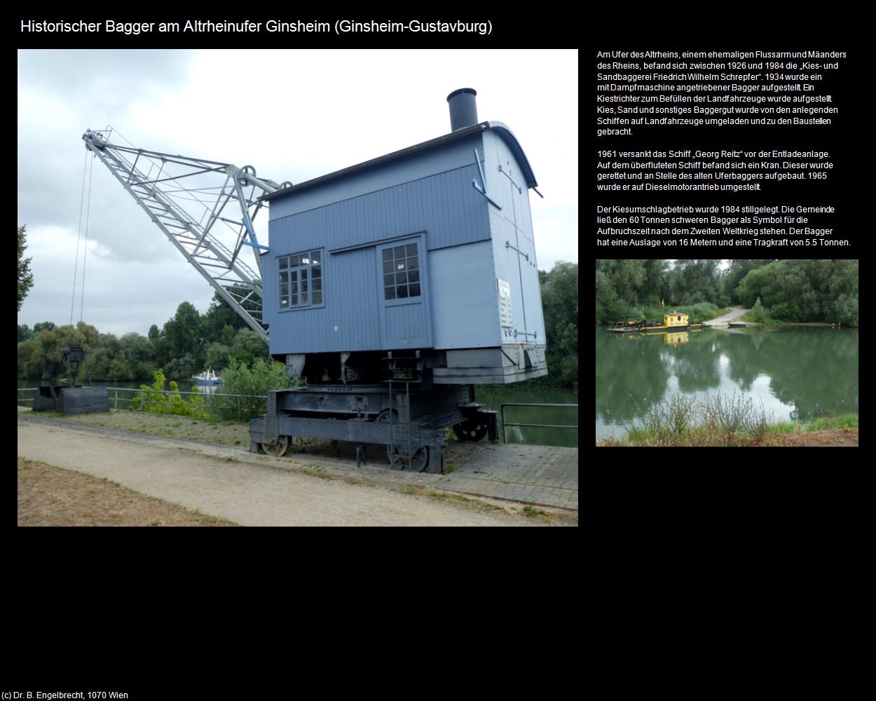 Hist. Bagger am Altrheinufer Ginsheim (Ginsheim-Gustavburg) in Kulturatlas-HESSEN