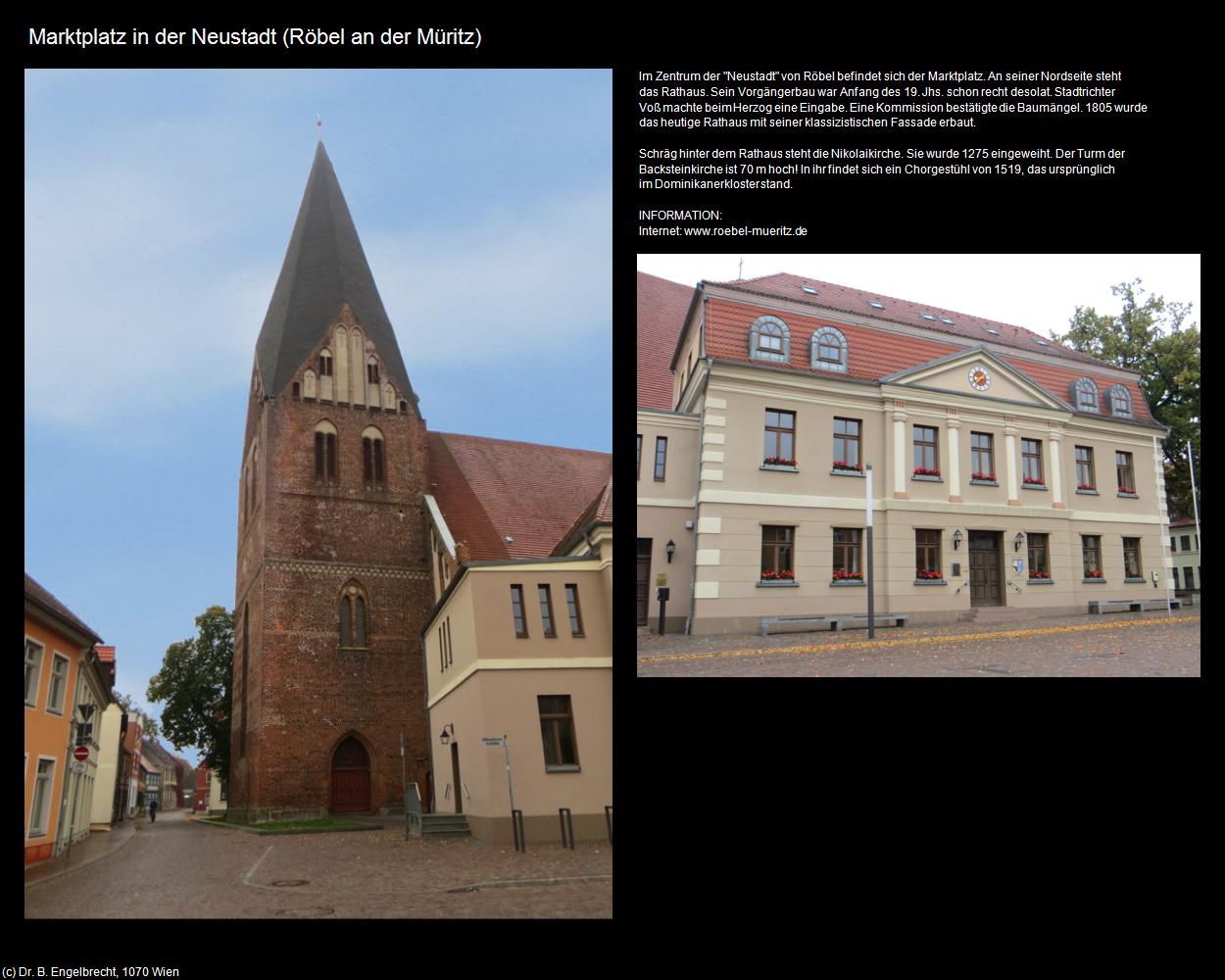 Marktplatz mit Rathaus (Röbel/Müritz) in Kulturatlas-MECKLENBURG-VORPOMMERN