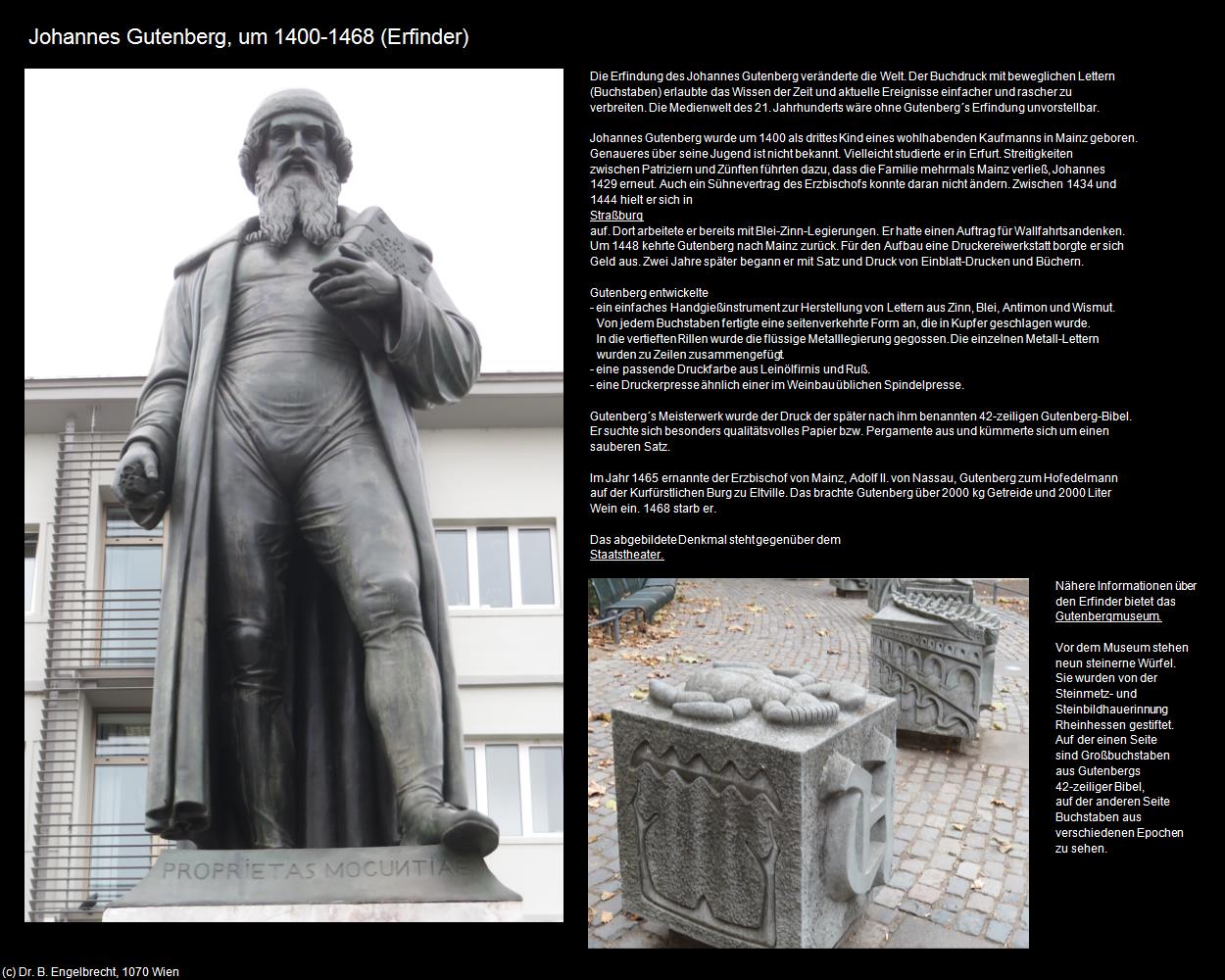 Johannes Gutenberg, um 1400-1468 (Erfinder)  (Mainz (DEU-RP)) in RHEINLAND-PFALZ und SAARLAND(c)B.Engelbrecht