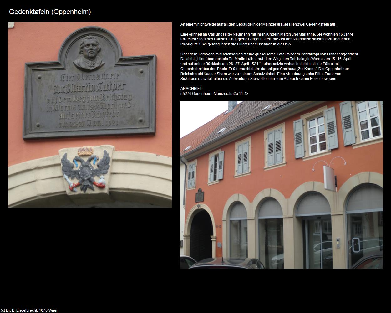 Gedenktafeln (Oppenheim (DEU-RP)) in RHEINLAND-PFALZ und SAARLAND
