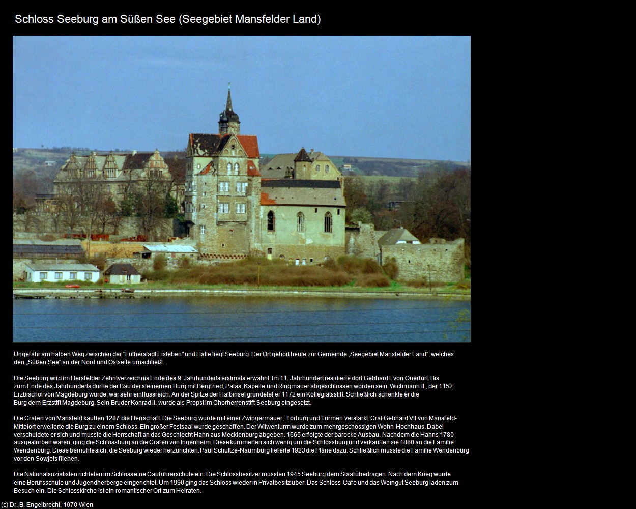 Schloss Seeburg am S&uuml;&szlig;en See (Seegebiet Mansfelder Land) in Kulturatlas-SACHSEN-ANHALT