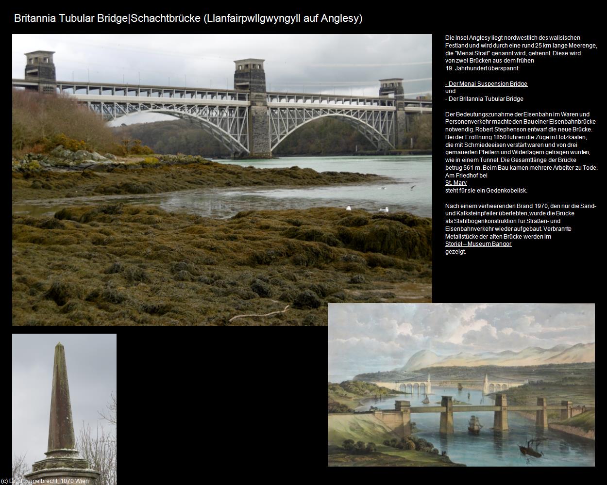 Britannia Tubular Bridge|Schachtbrücke  (Llanfairpwllgwyngyll auf Anglesy) in Kulturatlas-ENGLAND und WALES(c)B.Engelbrecht
