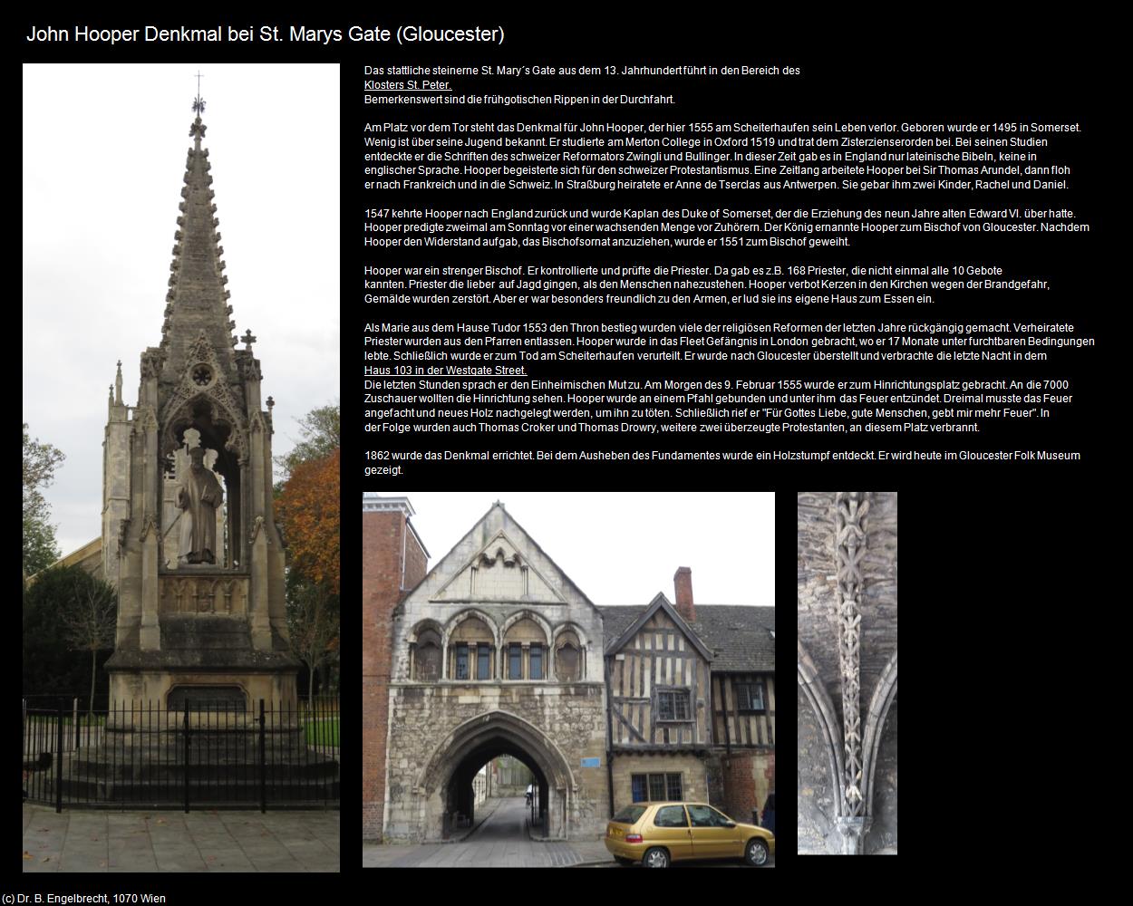 John Hooper Denkmal bei St. Marys Gate              (Gloucester, England) in Kulturatlas-ENGLAND und WALES(c)B.Engelbrecht