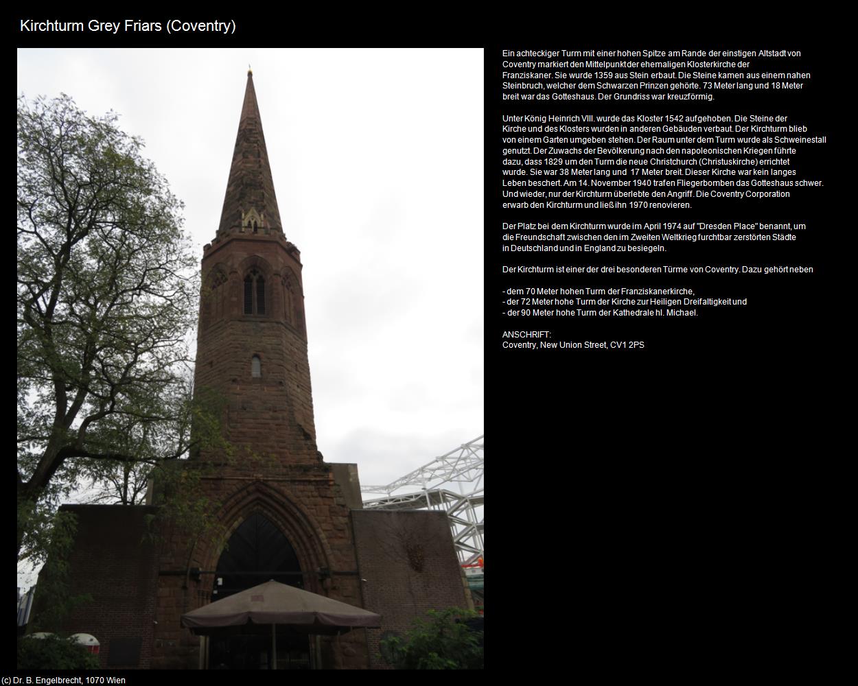 Kirchturm Grey Friars  (Coventry, England      ) in Kulturatlas-ENGLAND und WALES