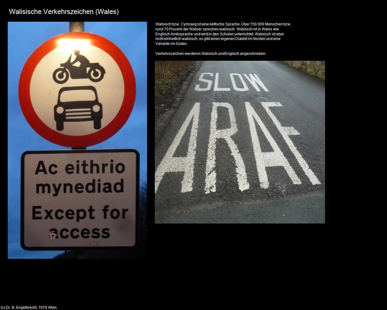 Walisische Verkehrszeichen (Wales) (Chirk bei Wrexham, Wales) in Kulturatlas-ENGLAND und WALES