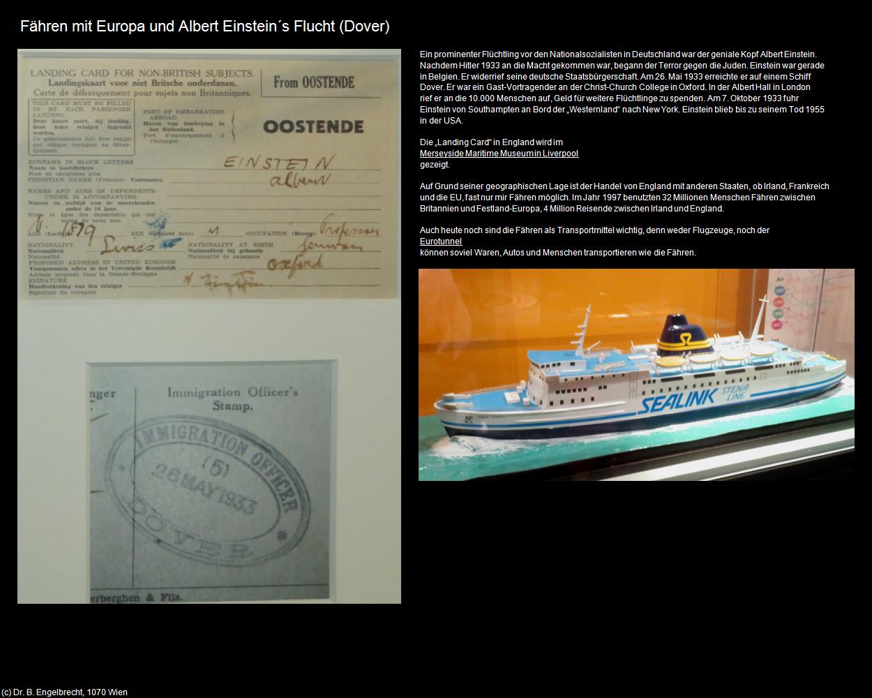 Fähren mit Europa und Albert Einstein‘s Flucht   (Dover, England) in Kulturatlas-ENGLAND und WALES(c)B.Engelbrecht