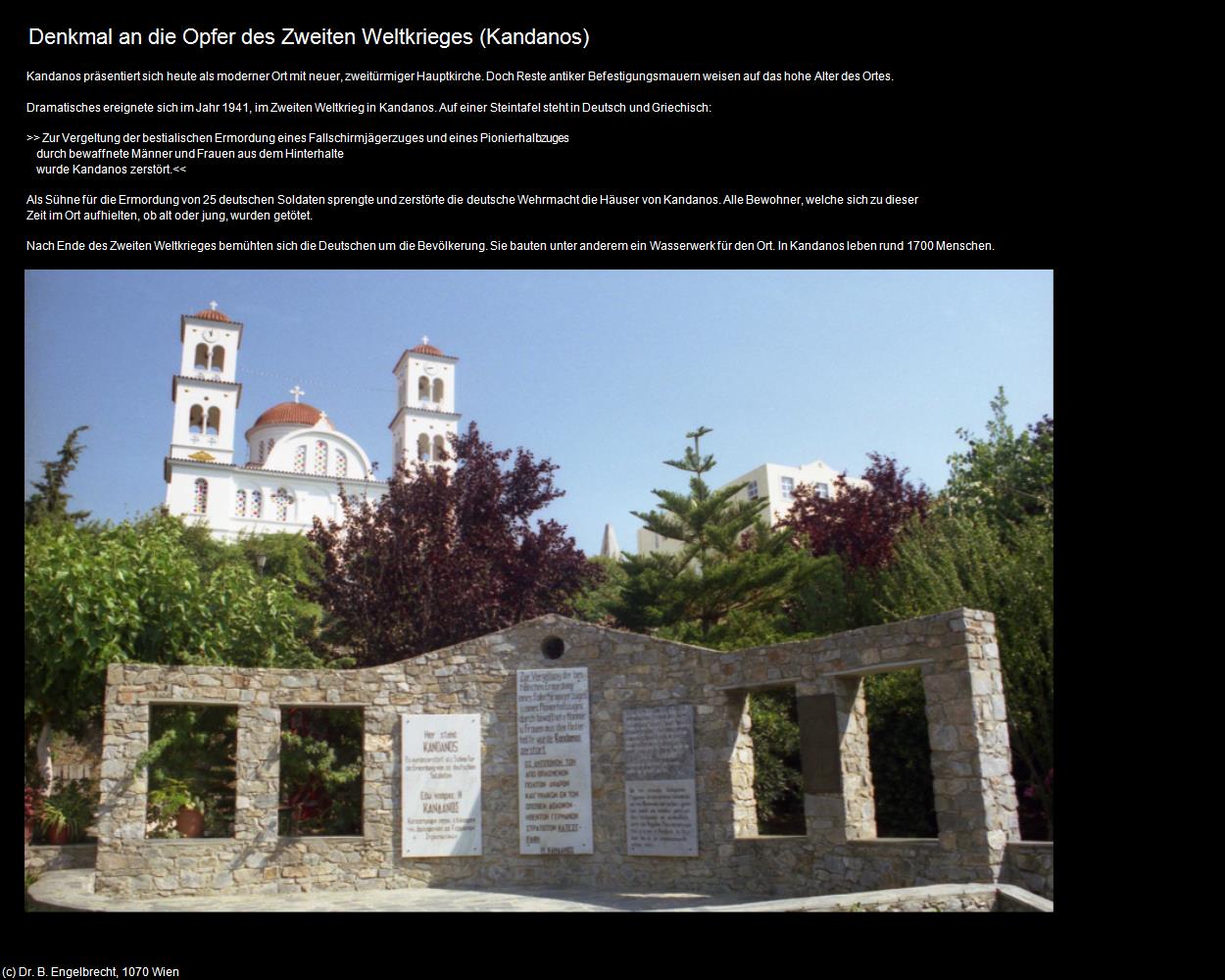 Denkmal an die Opfer des 2. Weltkrieges (Kandanos) in KRETA und SANTORIN