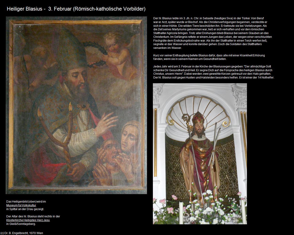 Hl. Blasius -  3. Februar (Römisch-katholische Heilige) in Leben-und-Arbeiten-einst(c)B.Engelbrecht