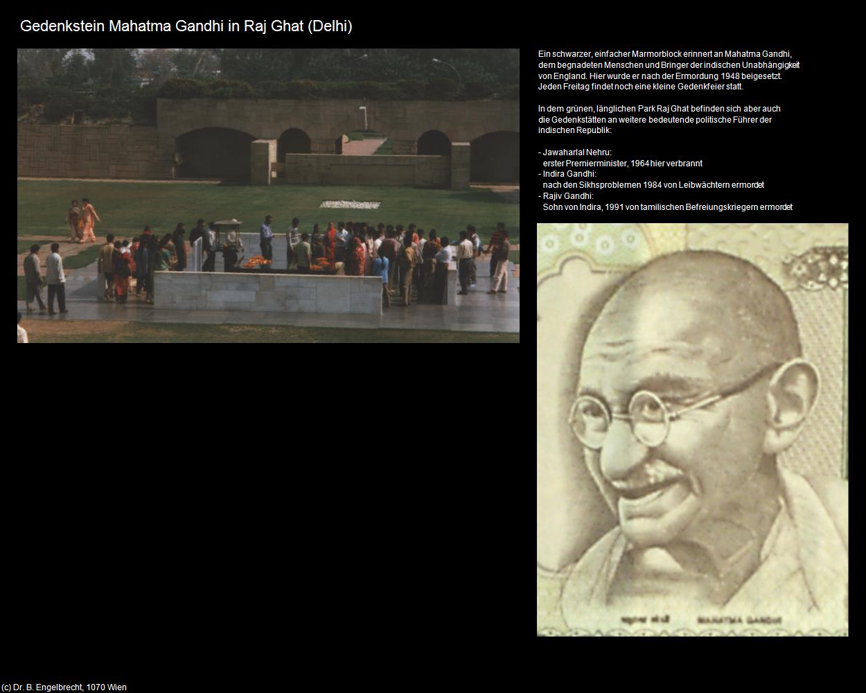 Gedenkstein Mahatma Gandhi in Raj Ghat (Delhi) in Rajasthan - das Land der Könige
