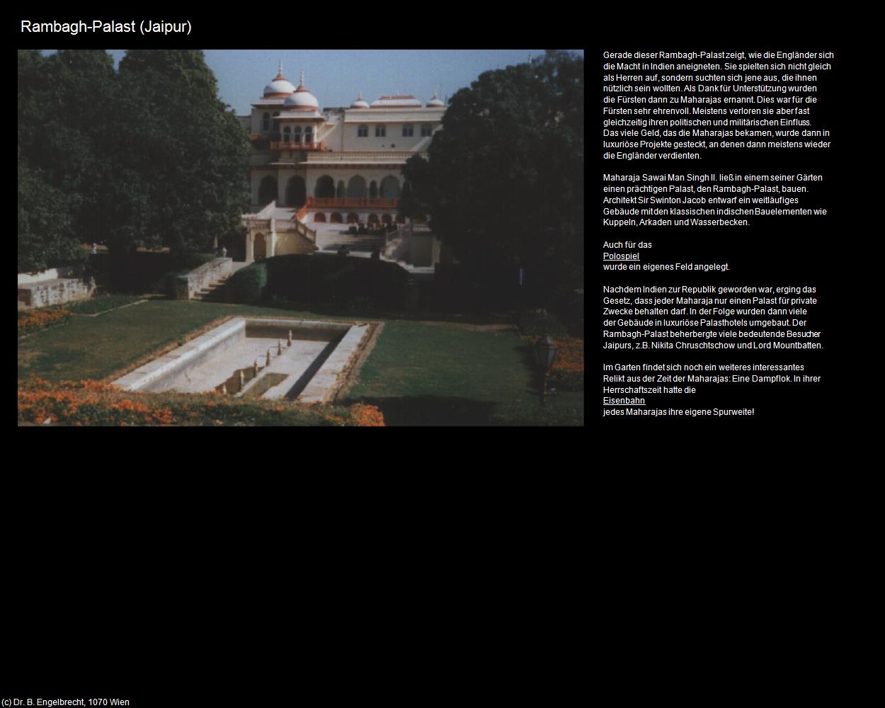 Rambagh-Palast (Jaipur) in Rajasthan - das Land der Könige(c)B.Engelbrecht