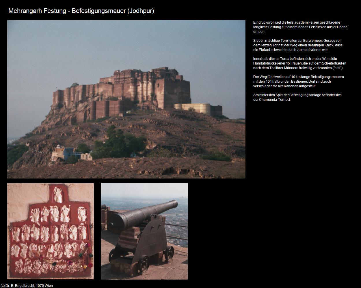 Mehrangarh Festung-Befestigungsmauer (Jodhpur) in Rajasthan - das Land der Könige