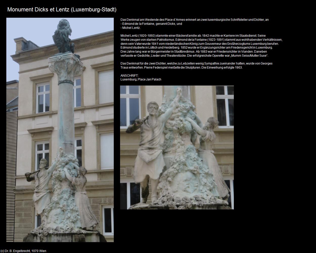 Monument Dicks et Lentz (Luxemburg-Stadt/Stad Letzebuerg) in LUXEMBURG