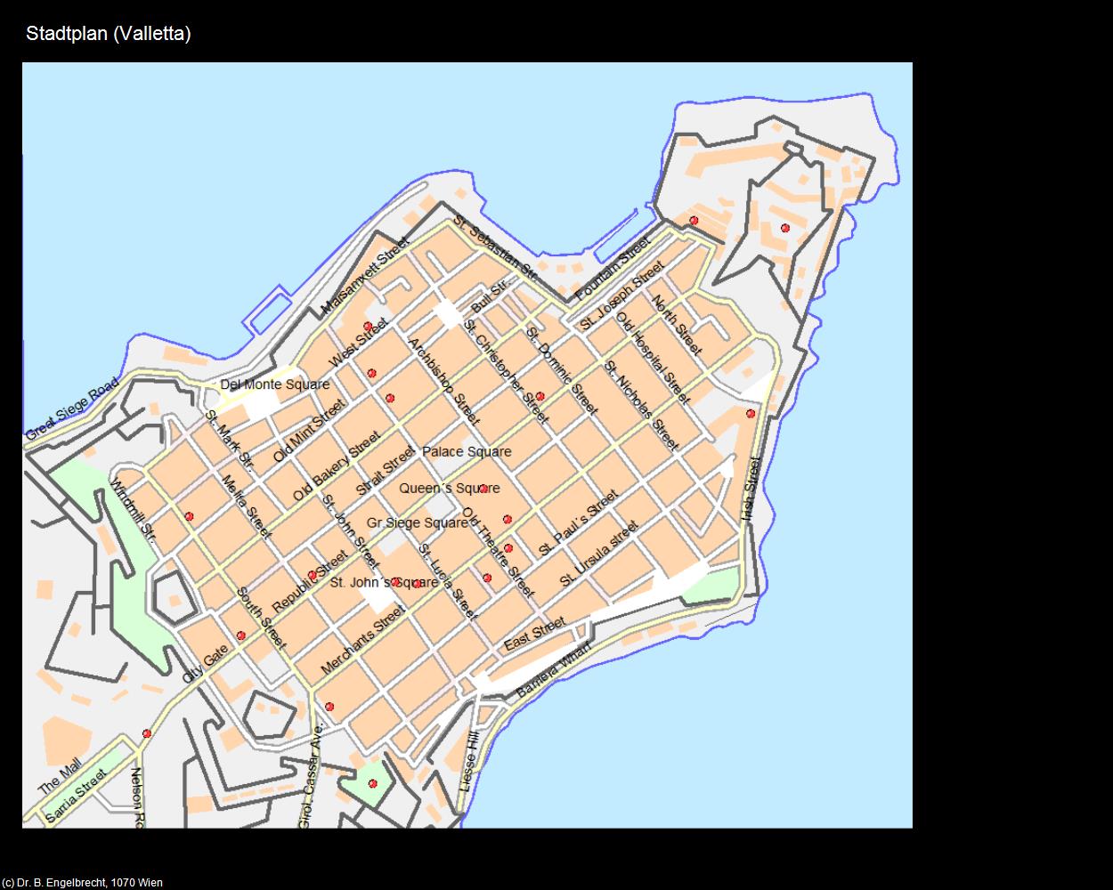 Stadtplan (Valletta auf Malta) in Malta - Perle im Mittelmeer