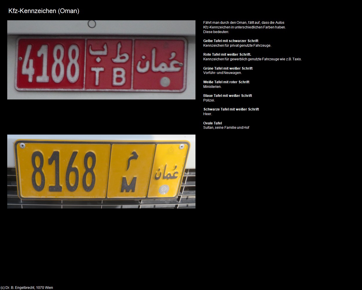 Kfz-Kennzeichen (+Oman) in Kulturatlas-Arab.Emirate+Oman