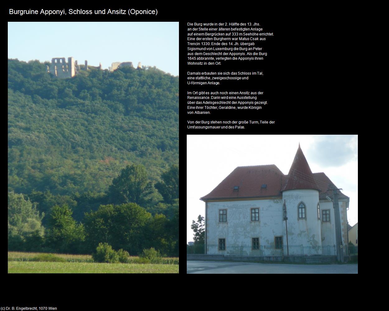 Burgruine Apponyi-Schloss und Ansitz (Oponice) in SLOWAKEI
