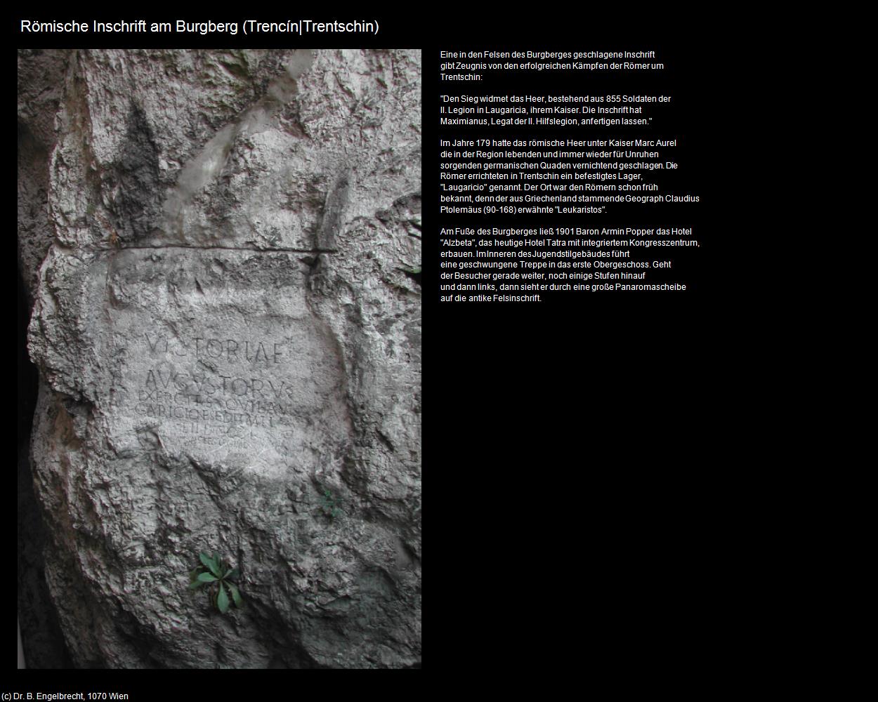 Römische Inschrift am Burgberg (Trencin|Trentschin) in SLOWAKEI